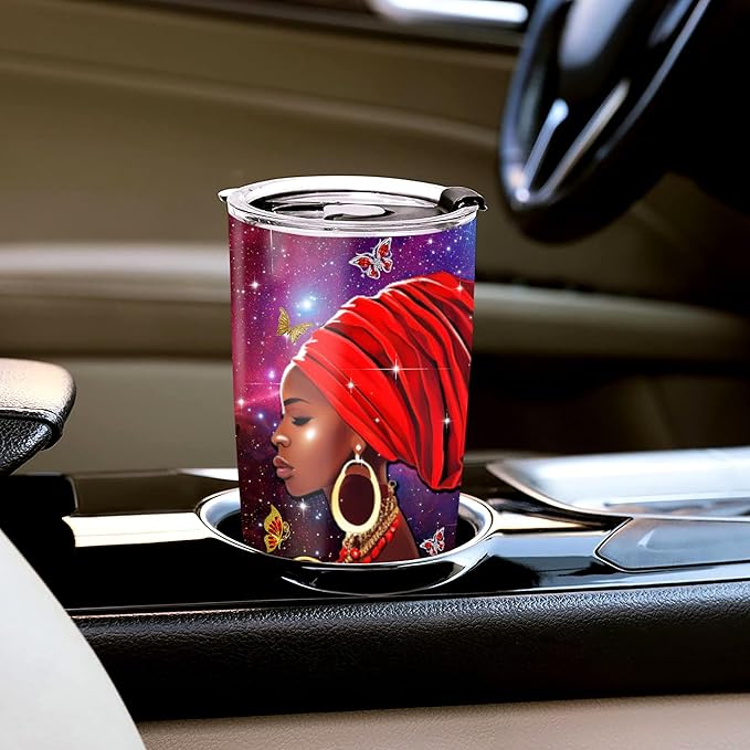 WAZONE Tumbler Personalized Birthday Months Woman Black Women African American Girls Stainless Steel Travel Mug Insulated Cup With Name Butterfly Flower May June August July March Queen - Bloomnest