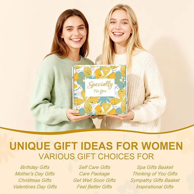 Self Care Gifts for Women Gift Baskets，Sending Sunshine Thinking of You Care Package Spa Gift Sets, Birthday Christmas Gifts for Women Best Friends Mom Sister Wife Grandma Her - Ivory
