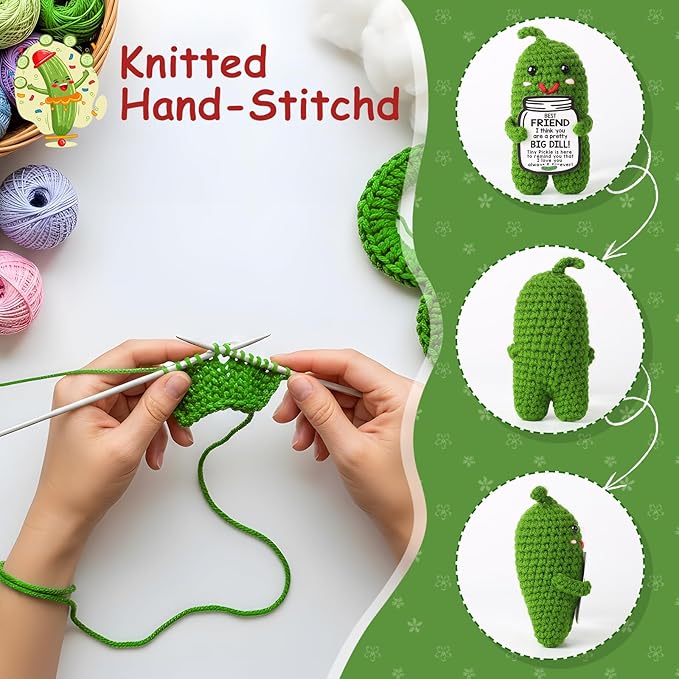 MAMAGIFTREE Best Friend Birthday Gifts for Women Valentines Day Gifts for Friends,Handmade Crochet Pickle Cool Funny Gift for Female Friends, Gag Friendship Gift for Bestie Coworkers - Bloomnest