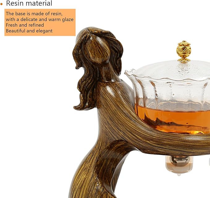 Semi Automatic Glass Teapot Set with 6 Small Cups, Magnetic Teapot with Infuser Tea Maker Machine for Homes, Offices, Gatherings (Coffee)