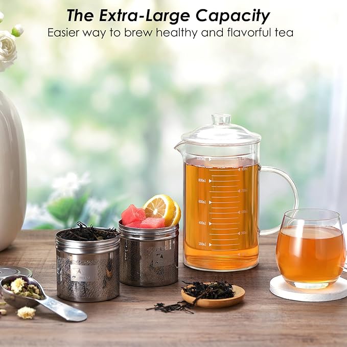 Extra Large Tea Infuser for Loose Tea & Spice Infuser for Cooking,304 Stainless Steel Tea Filters,Extra Fine Mesh Tea Strainers for Black Tea,Iced Tea,Herbs & Soup Etc - Bloomnest