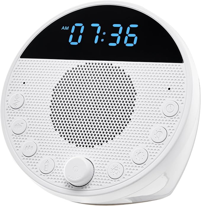 VEVOR Sound Machine, 18 Soothing Sleep Sounds, 7-Color Night Light, 6-in-1 White Noise Sound Machine with Dual Alarms, APP, Auto-Off Timer and Memory Function, for Baby, Adults, Home, Office & Travel - Bloomnest