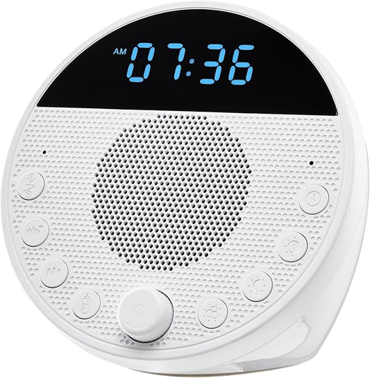 VEVOR Sound Machine, 18 Soothing Sleep Sounds, 7-Color Night Light, 6-in-1 White Noise Sound Machine with Dual Alarms, APP, Auto-Off Timer and Memory Function, for Baby, Adults, Home, Office & Travel - Bloomnest