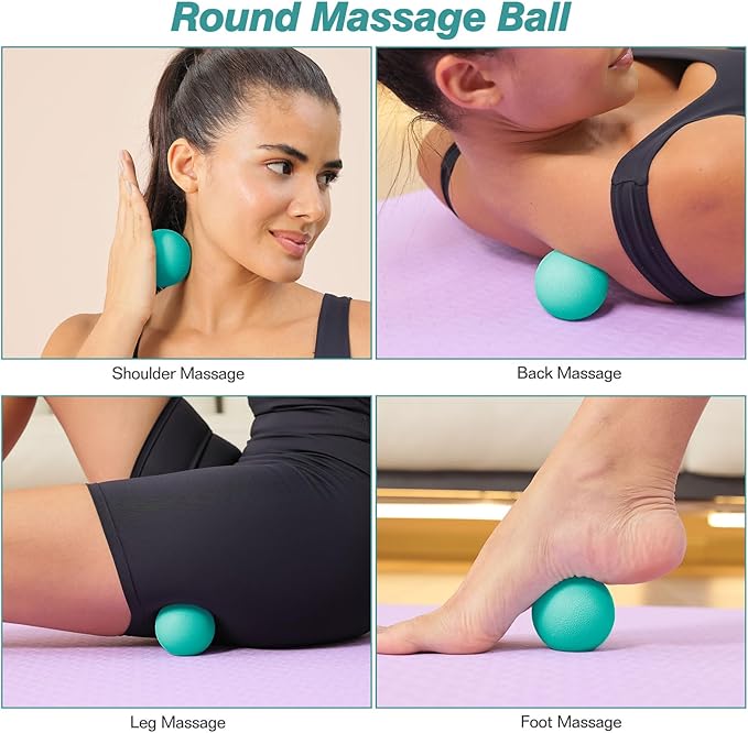 5 in 1 Foam Roller Set - Trigger Point Foam Back Roller, Muscle Roller Stick, Massage Ball, Stretching Band for Deep Muscle Massage Pilates Yoga,Fitness Exercise for Whole Body Release - Bloomnest