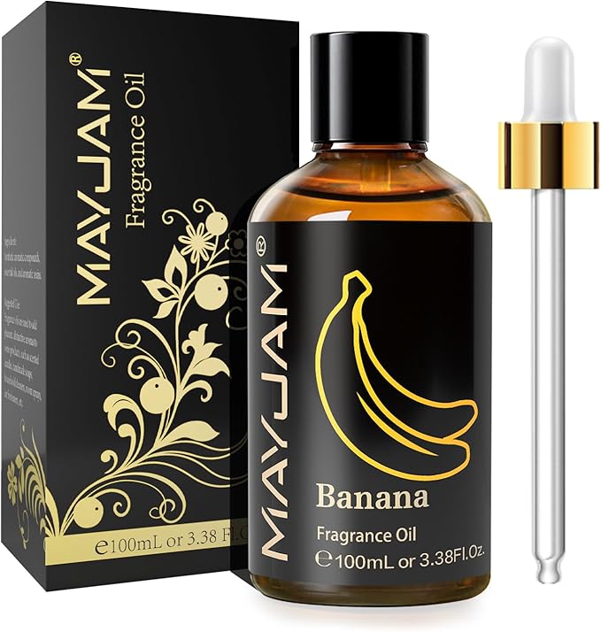 MAYJAM 100ML/3.38FL.OZ Banana Fragrance Oils with Glass Dropper, Essential Oils for Diffusers for Home, Long Lasting Scented Oils for Diffusers Soap Candle Making - Bloomnest