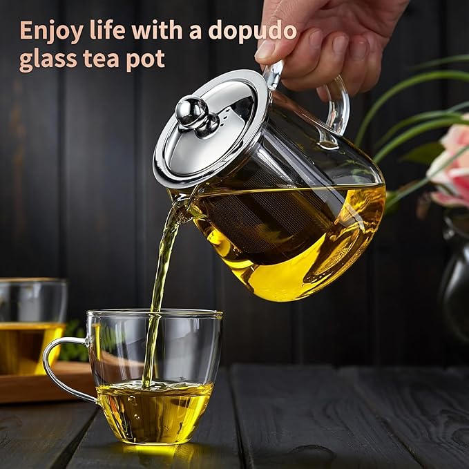 Glass Teapot 1500ML Borosilicate Glass Tea Pot With Infuser, Glass Kettle For Stove Top, Tea Glass Pot, Glass Tea Cup Teacup With Infuser and Lid For Loose Leaf Tea Steeper - Bloomnest