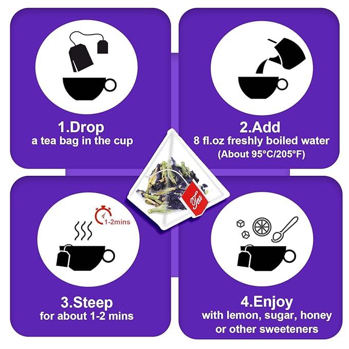TEARELAE - Butterfly Pea Flower Tea - 50 Count Butterfly Pea Flower Tea Bags - Natural Coloring for Food, Baking, Iced Tea - Caffeine-Free, Non-GMO - Bloomnest