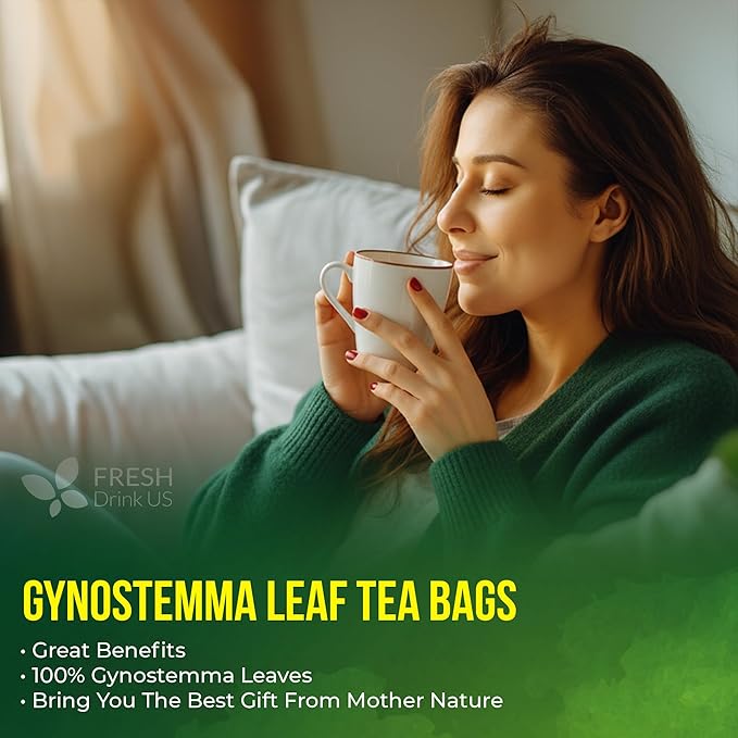 FreshDrinkUS, Premium Gynostemma Tea Bags (Jiaogulan) | 135 Count | Naturally Smooth & Earthy Caffeine-Free Herbal Tea – Plant-Based Tea Bags for Daily Enjoyment. Caffeine Free, Sugar Free. Vegan - Bloomnest