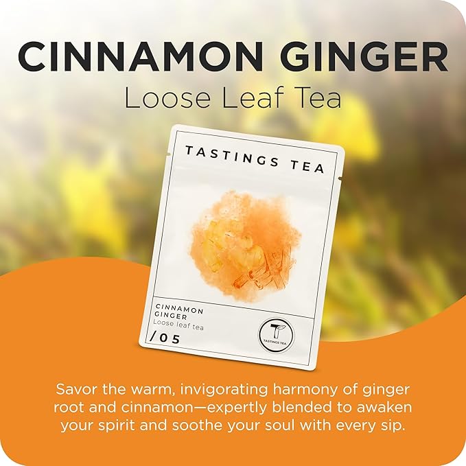 Tastings Tea Cinnamon Ginger Blend - 4.45oz Loose Leaf | Winter Warming | Bold Spice | Perfect Stocking Filler - Bloomnest