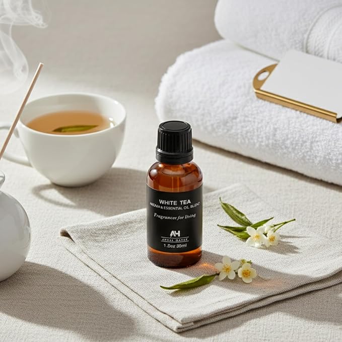 White Tea Essential Oil 20ml – Luxury Hotel Essential Oils for Diffusers and Home - Pet Friendly Non Toxic Essential Oils - Premium Home Fragrance - Baccarat Rouge 540 Scent Glass Bottle with Dropper