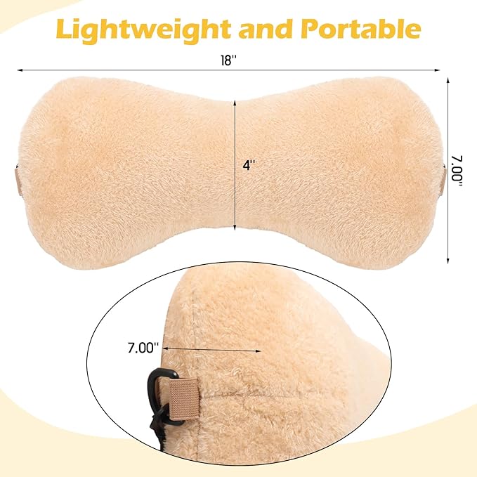 1 Pc Neck Pillow for Recliner Headrest Pillow Bone Shaped Chair Plush with Adjustable Strap Neck Support and Pain Relief Curve Head Cushion for Car Travel Airplane (Coffee) - Bloomnest