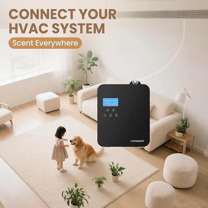 URPOWER 300ML Waterless Scent Essential Oil Diffuser - 3000 Sq.Ft Smart Scent Machine for Home & Hotel HVAC Aromatherapy Air Diffuser Oil Machine for Office (APP Control) - Bloomnest