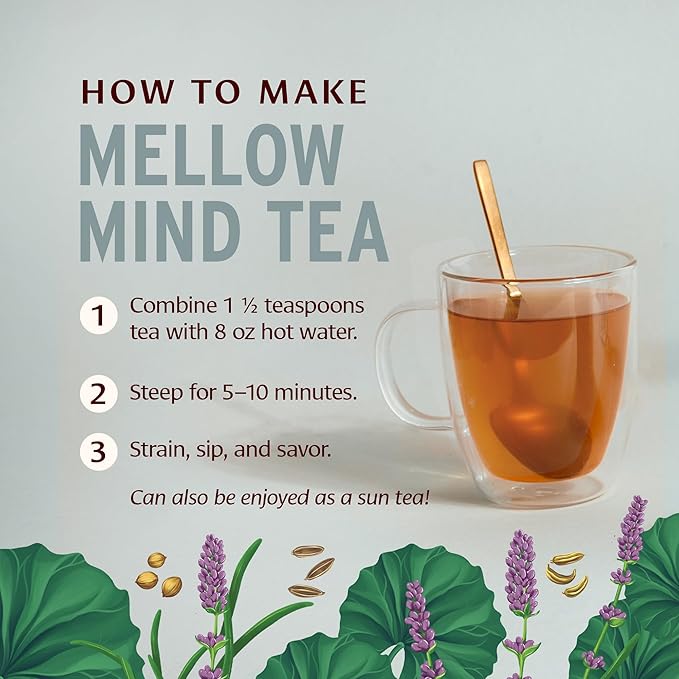 Banyan Botanicals Mellow Mind CCF Tea – Organic Lavender Chamomile Tea with Gotu Kola – Caffeine-Free Relaxation Tea for Stress Relief* – 1.5 oz. – Non-GMO Sustainably Sourced Herbal Loose Leaf Tea - Bloomnest