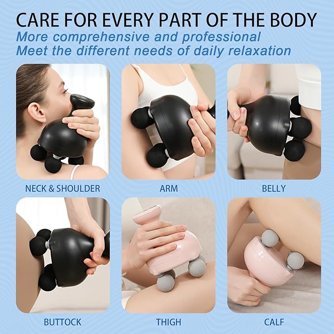 DEITY 4 Heads Handheld Massage Gun Deep Tissue, Electric Body Massager, Percussion Muscle Massager for Easing Shoulder and Back Tension, with Reverse Thrust Function, Black - Bloomnest