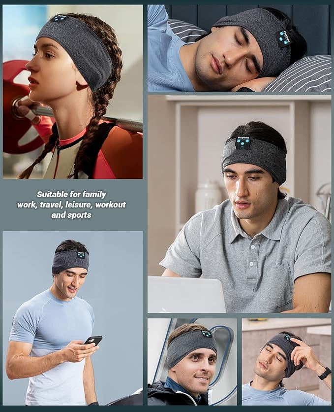 Perytong Bluetooth Headband Sleep Headphones, Sleeping Headphones for Side Sleepers, Sleep Earbuds Wireless Earphones with HD Stereo Speaker for Birthday Anniversary Christmas Tech Gifts Men Women - Bloomnest