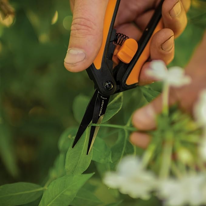 Fiskars Pruning Snips - 6" Garden Shears with Comfort Grip and Spring Action - Sharp and Precise Non-Stick Steel Blades - Quality Pruning Shears for Plants in Grow Tents and Hydroponics - 2 Pack - Bloomnest