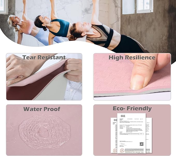 UMINEUX Large Yoga Mat for Men and Women 1/4 & 2/5 Inch Extra Thick TPE Fitness Mat for Home Gym Workout, Non-Slip, Eco Friendly Exercise Mat for Yoga, Pilates, Stretching, Meditation