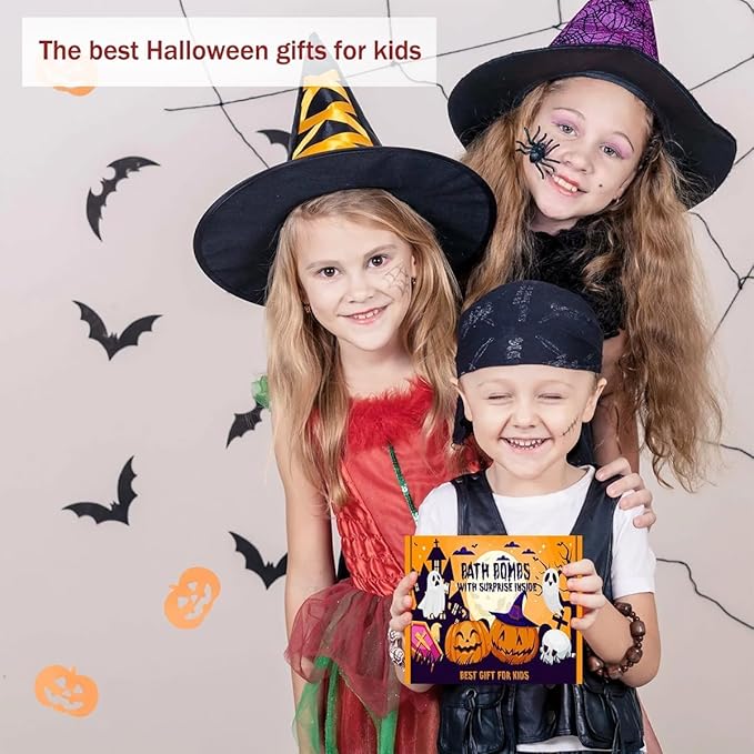 Spooky Bath Bombs for Kids with Surprise Inside, Bubble Bath Bomb with Halloween, Fruity Scents, Relaxing Aromas, Ideal Birthday Gift for Girls - Bloomnest