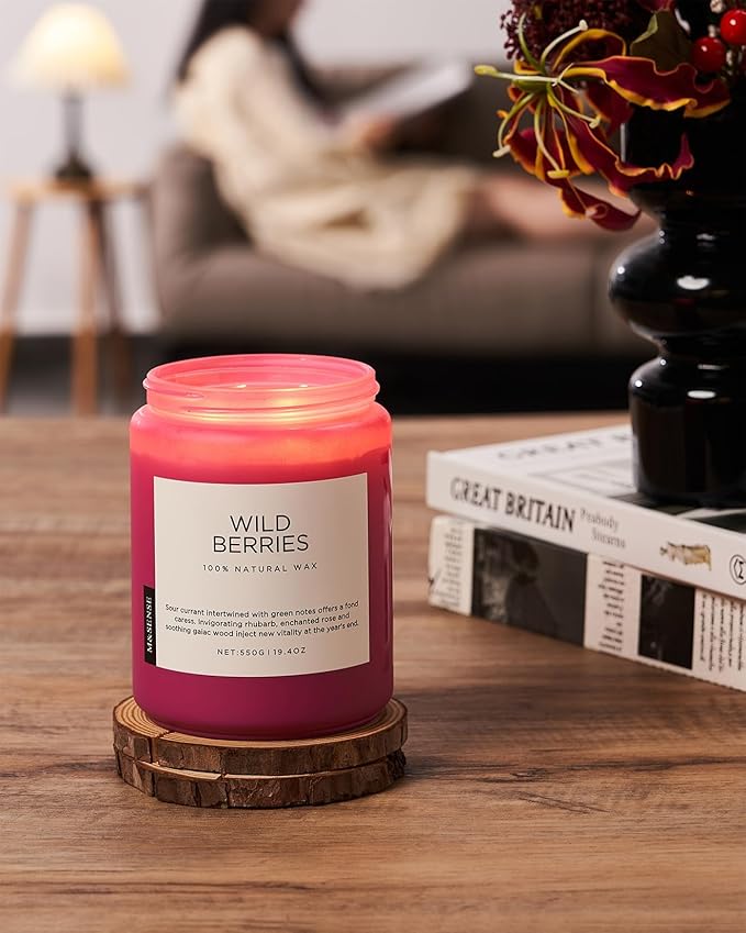M&SENSE Wild Berries Large Soy Candles for Home Scented Organic Natural Soy Wax Candle 19.4oz 110 Hour Long Lasting, Christmas Holiday Scented Winter Gift for Bedroom Bathroom Home Decor - Bloomnest