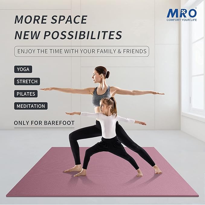MRO Extra Large Yoga Mat, 12'x6'/9'x6'/7'x5'/6'x4' (9MM) Extra Wide and Thick Exercise Mats for Home Gym Workout, Non-Slip, Soft for Women and Men Fitness, Ideal for Barefoot Yoga, Pilates, stretching - Bloomnest