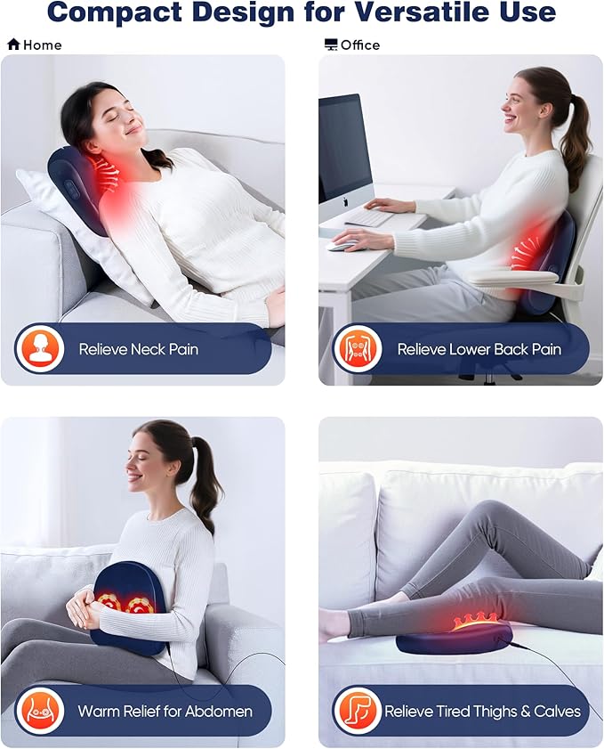 Shiatsu Back and Neck Massager with Heat – Deep Kneading Massage Pillow for Relaxation – Corded Design for Full Body Use - Bloomnest