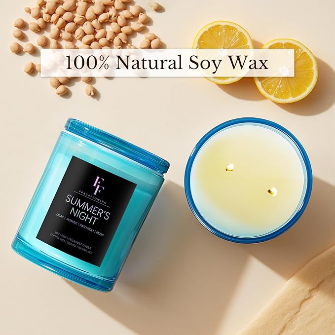 Summer's Night Scented Candle, 2-Wick Luxury Soy Wax Candle, 9 oz Aromatherapy Candle Home Fragrance Candles Gift - Bloomnest