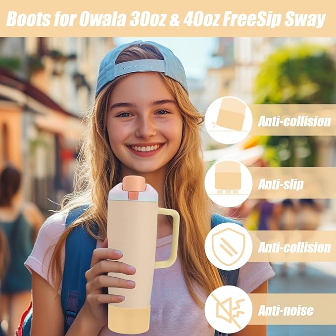 Mity rain 2PCS Protective Silicone Boots for Owala 30oz & 40oz FreeSip Sway Bottles & Tumblers - Accessories for owala, Enhances Stability & Prevents Scratches(Autumn) Mityrain