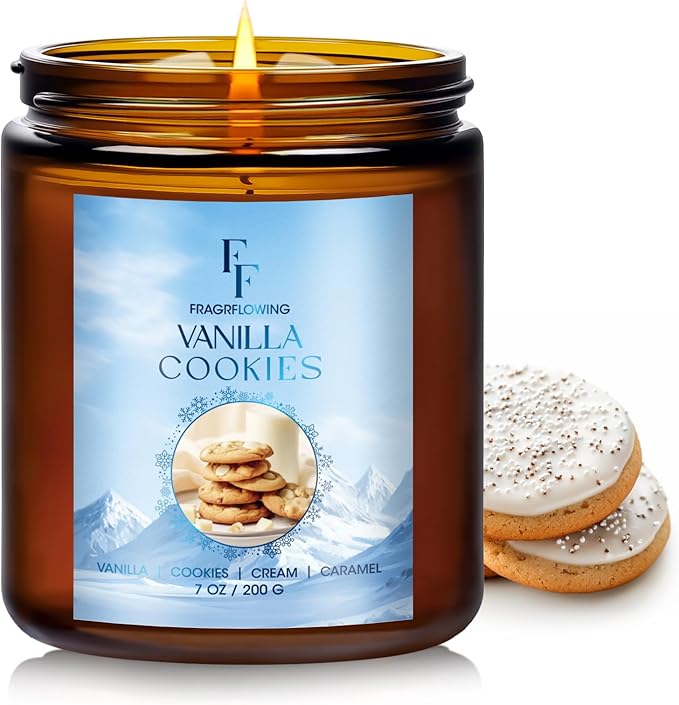 Winter Candle, Vanilla Cookies Scented Candles for Home, Holiday Candles Natural Soy Candle, Aromatherapy Candle 7 oz Jar Candles Winter Gifts for Women Men - Bloomnest