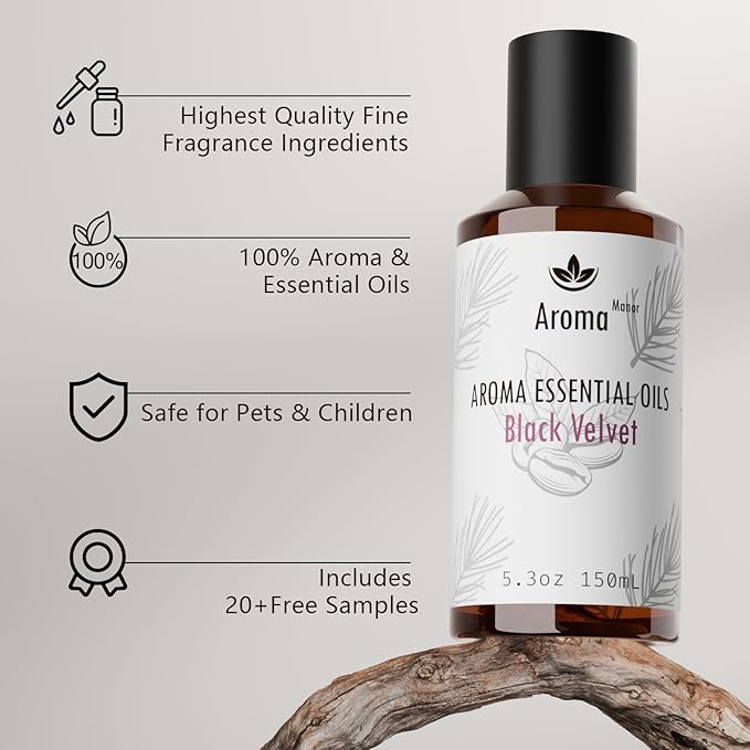 Hotel Fragrance Oil - Black Velvet Essential Oils for Scent Diffuser - Black Coffee, Caramel, Cinnamon, Vanilla, Patchouli - Home Luxury Scents Aroma Fragrance for Home, Office - Bloomnest