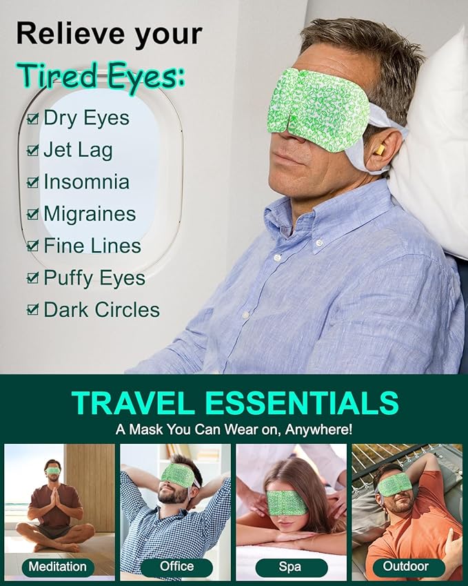 16 Packs Steam Eye Masks for Dry Eyes, Self Heating Warm Compress for Eyes Fatigue & Puffiness Relief, Disposable Heated Eye Mask Travel Essentials, Spa Relaxation Set for Women Christmas, Unscented - Bloomnest