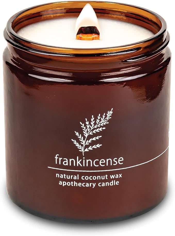 Hemlock Park Crackling Wood Wick Candle Handcrafted with Natural Coconut Wax (Large 16 oz, Frankincense) - Bloomnest