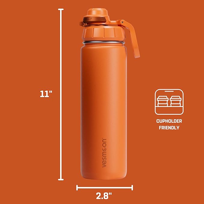 Vesmoon Vessence 24 Oz Stainless Steel Tea Infuser Bottle for Loose Leaf Tea, Water, Herbs, Fruits - Triple Layered Insulated, Leak Proof Bottle with Lid and Clip Handle - 24 Hours Hot/Cold - Bloomnest