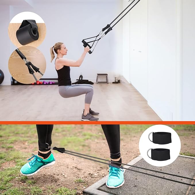 Exercise Resistance Bands with Handles for Working Out, 150/200/250/300 lbs Workout Bands Set with Door Anchor for Physical Therapy, Yoga, Pilates - Bloomnest