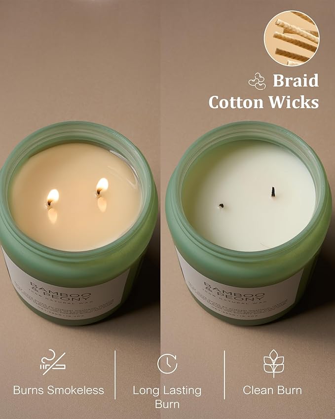 M&SENSE Bamboo Peony Spring Large Candles for Home Scented 19.4oz 110 Hour Long Lasting Burn Natural Organic Soy Candle Gifts for Women, Fresh Smelling Aromatherapy Gifts for Stress Relief - Bloomnest