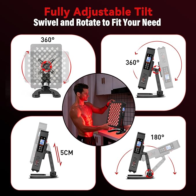 Red Light Therapy Panel, Multiple Adjustable Light Therapy for Body and Face with Timer and Remote, 70 LEDs, Touch Screen Red Near Infrared Light Panel 630-940nm for Skin Health, Energy, Recovery HOME