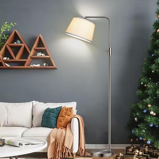 Nintiue 【Upgraded】 Dimmable Floor Lamp, 1000 Lumens LED Edison Bulb Included, Brushed Nickel Arc Floor Lamps for Living Room Modern Standing Lamp Tall Lamps for Living Room Bedroom - Bloomnest
