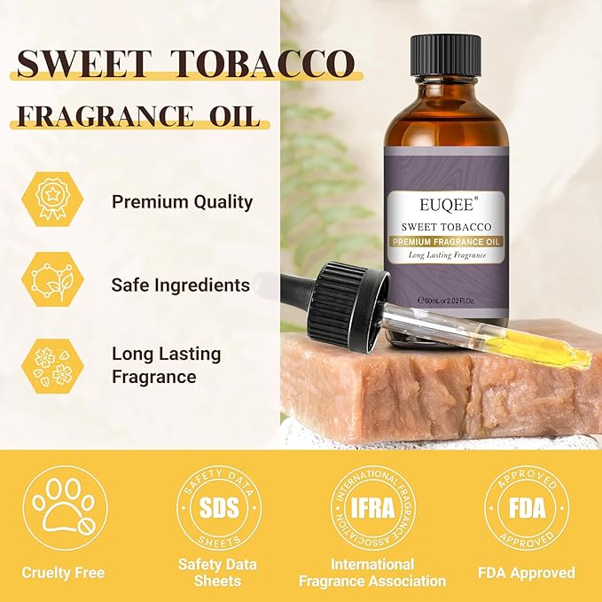 EUQEE Sweet Tobacco Fragrance Oil 2.02 Fl oz Fragrance Essential Oil with Glass Dropper for Diffuser, Aromatherapy, Soap Making (60ml) - Bloomnest