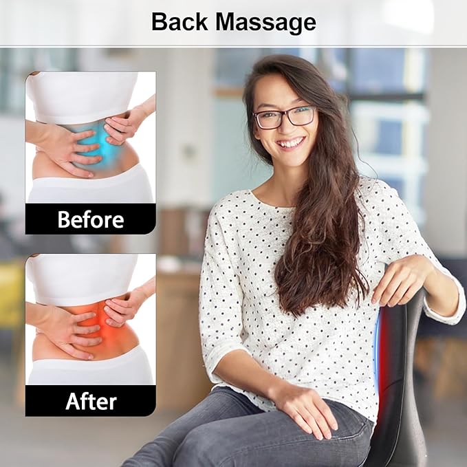 Shiatsu Back Massager with Heat,Up and Down Back Massager for Pain Relief Deep Tissue,Portable Massage Chair Pad,Kneading Massage for Office Home - Bloomnest