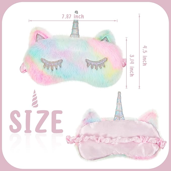 3 Pieces Sleep Mask for Kids, Girls Plush Sleeping Eye Cover Soft Eye Blindfold Cover Animal Shade for Kids(Mixed Colors, Pink, White,Cute Style) - Bloomnest