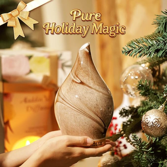 Porseme 150ml Essential Oil Diffuser Glass Color Changing Aroma Air Diffusers Aromatherapy Ultrasonic Cool Mist Humidifier 6 Running Hours Waterless Auto-Off for Sleeping, Yoga, Office, Spa (Desert) - Bloomnest