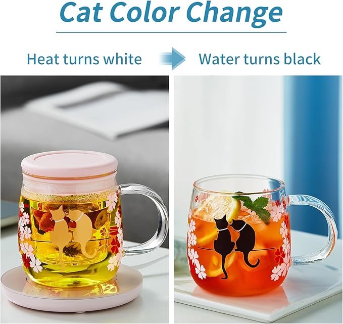 Glass Tea Cup with Infuser and Lid, 16.2oz/480ml Large Borosilicate Teacup,Tea Glass, Clear Mug for Loose Leaf Tea, Blooming Tea, Microwave & Dishwasher Safe - Tea Maker Gift for Birthday - Bloomnest