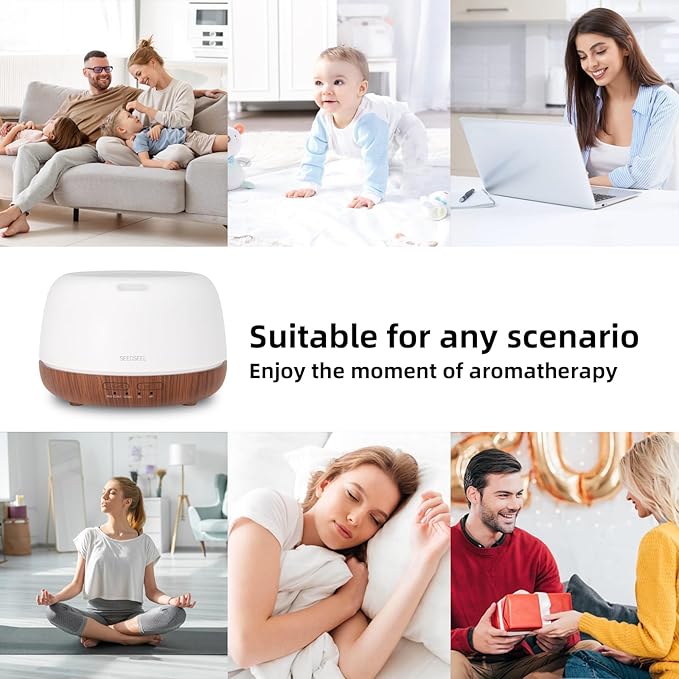 300ML Essential Oil Diffuser, Mini Aromatherapy Diffuser with Remote Control, 7 Color Changing LED Light, 4 Timer for Bedroom, Room, Office - Bloomnest