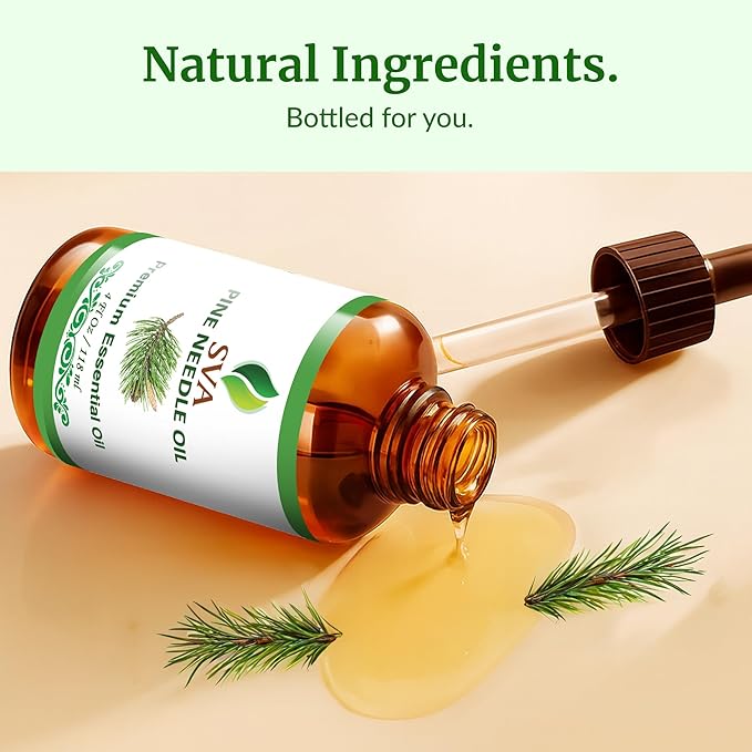SVA Pine Needle Essential Oil – 4 Fl Oz – 100% Natural Pine Needle Oil - for Diffuser, Hair Care, Face, Skin Care, Aromatherapy, Scalp and Body Massage, Soap and Candle Making – with Dropper - Bloomnest