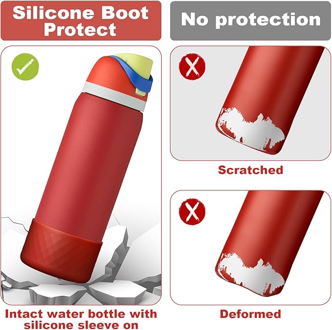 2PCS Silicone Water Bottle Boot for Owala 24oz 32oz 40oz, Anti-Slip Protective Sleeve Bottom Bumper Protector for FreeSip, Twist, and Flip Stainless Steel Water Bottles Alwenid