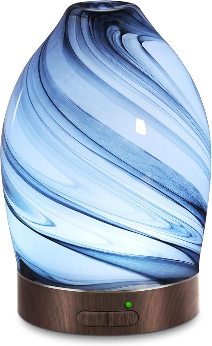 Essential Oil Diffuser Aromatherapy Diffuser -150ml Art Glass Aroma Diffuser for Home Ultrasonic Diffuser with Auto Shut-Off Protection,7 Colors Light for Home Office SPA Decor & Gift (Storm Cloud) - Bloomnest