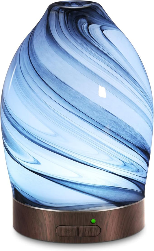 Essential Oil Diffuser Aromatherapy Diffuser -150ml Art Glass Aroma Diffuser for Home Ultrasonic Diffuser with Auto Shut-Off Protection,7 Colors Light for Home Office SPA Decor & Gift (Storm Cloud) - Bloomnest