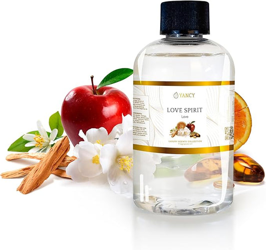 YANCY Love Spirit Luxury Collection Fragrance Oil (4 oz), Romantic and Airy Floral Scent, Ideal for Diffusers, Oil Burners & Aroma Lamps, Lighthearted Aroma for Loving Spaces YancySpa