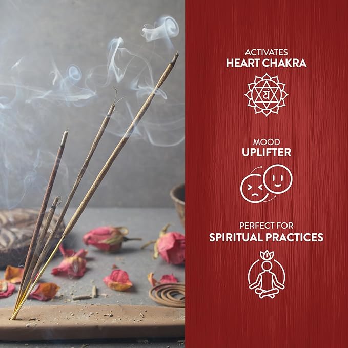 Hem Rose Masala Incense Sticks | Natural Fragrance of Sandalwood for Positivity | Smudge Healing Incense for Stress Relief & Cleansing | Gift Set - Pack of 12 (15 GMS Each)
