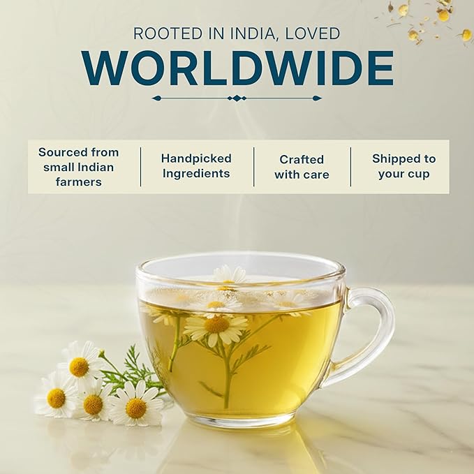 Tealeaf & Co. Pure Chamomile Herbal Tea - Organic Chamomile Tea Bags Blended with Fresh Herbs - Contains Low Caffeine - Gluten Free - 100 Teabags (7.055oz/200gm) - Bloomnest