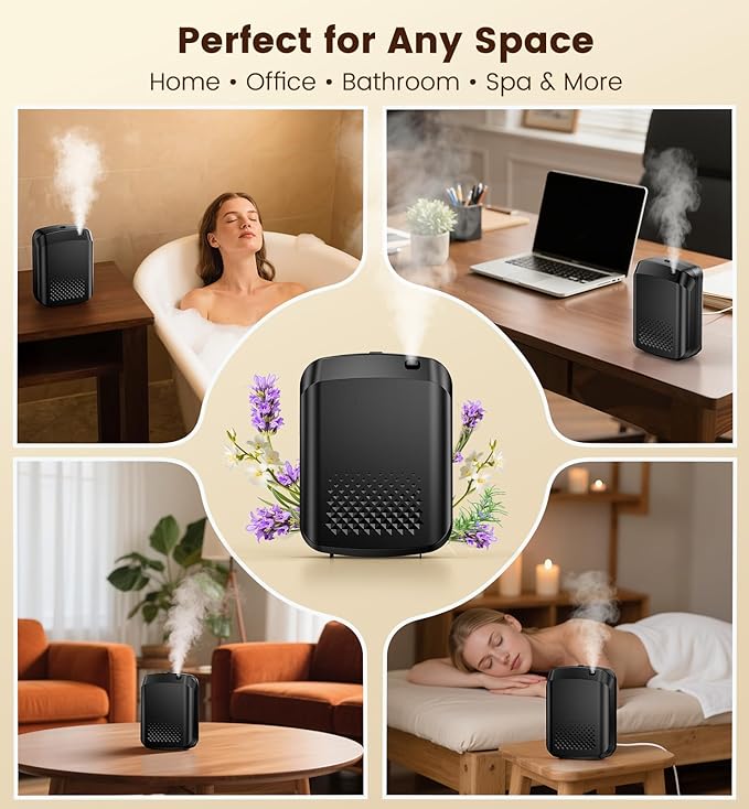 Waterless Essential Oil Diffuser 3000 Sq.Ft Coverage for Large Home Hotel Office, 400ml Cold Air Scent Machine for Aromathrapy, Bluetooth App Control, Quiet Aroma Diffuser Wall Amount - Bloomnest